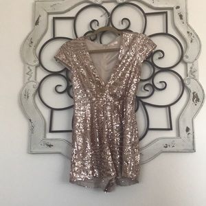 Sequin Romper- rose gold